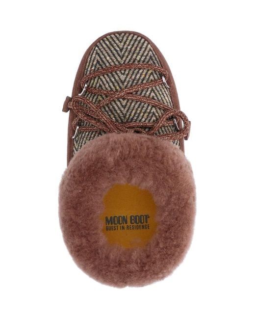 Moon Boot Brown Leather Mini Boots With Rubber Sole