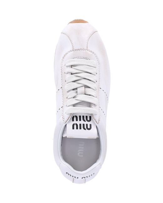 Miu Miu White "Plume" Sneakers