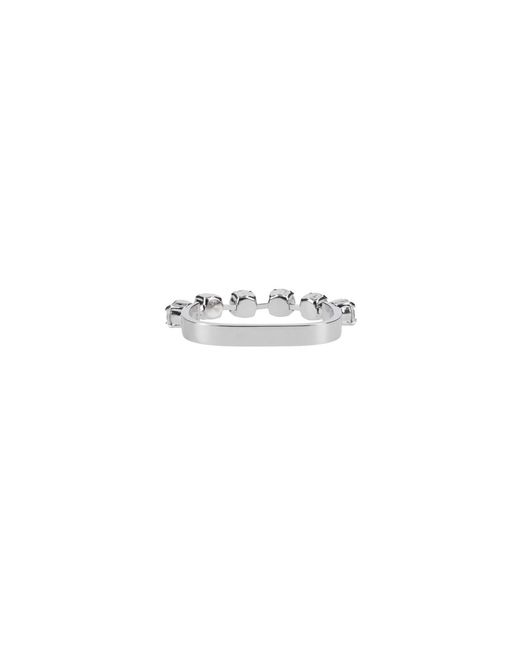 MM6 by Maison Margiela White Two-Finger Ring With Rhinestones
