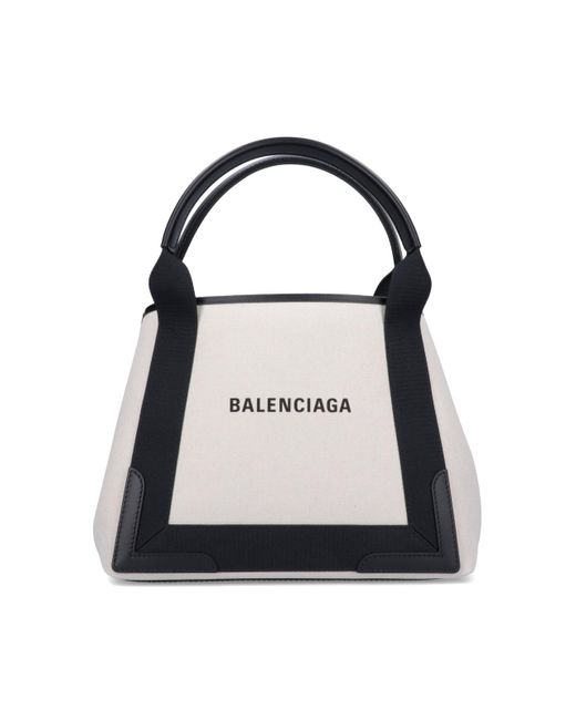 Balenciaga Black 'cabas Navy' Small Tote Bag