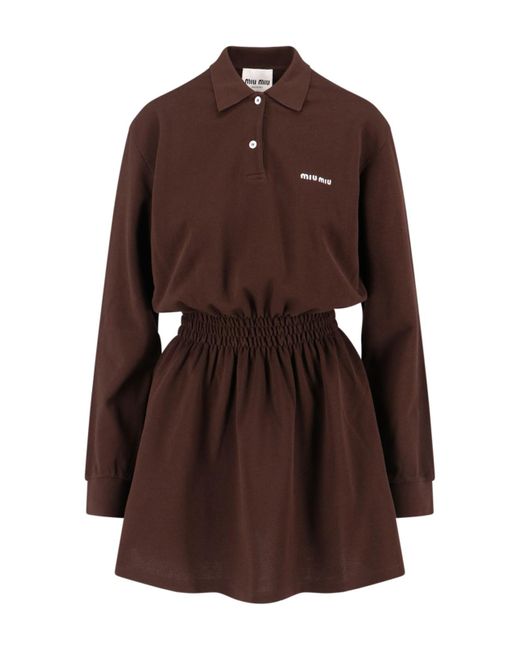 Miu Miu Brown Logo Mini Dress
