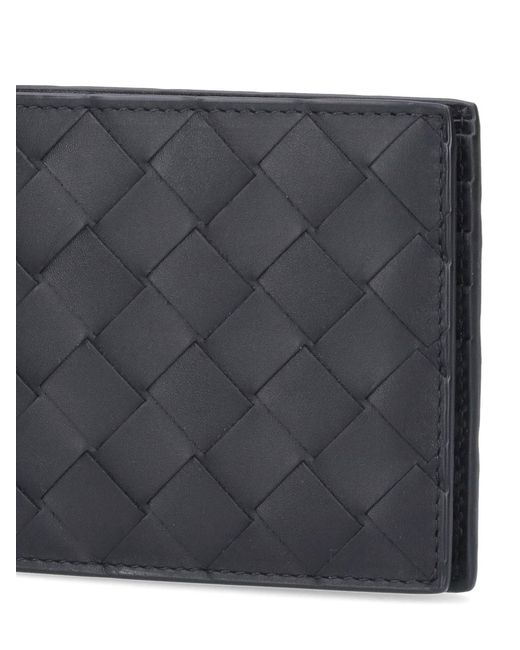 Bottega Veneta Black Bi-fold Woven Wallet for men