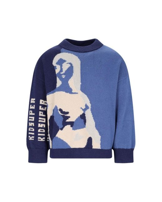 Kidsuper Blue 'silhouette Of Woman' Sweater