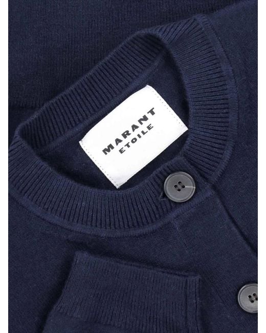 Isabel Marant Blue Cropped Button-Up Sweater