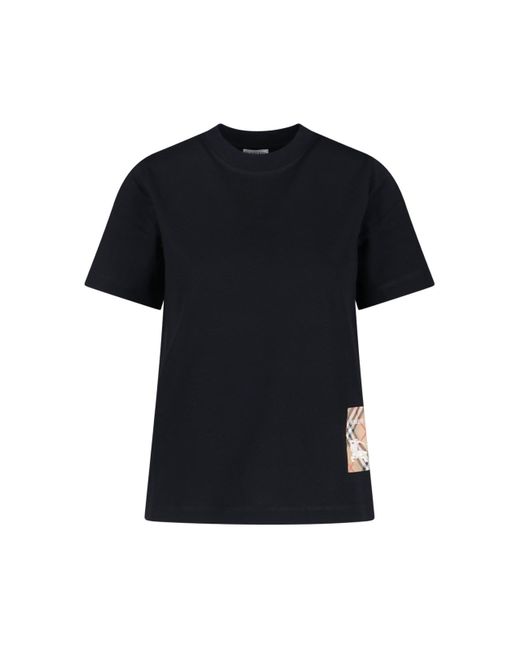 T-Shirt Con Applicazione Logo Sul Fronte di Burberry in Black