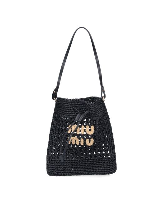 Miu Miu Black Crochet Bucket Bag