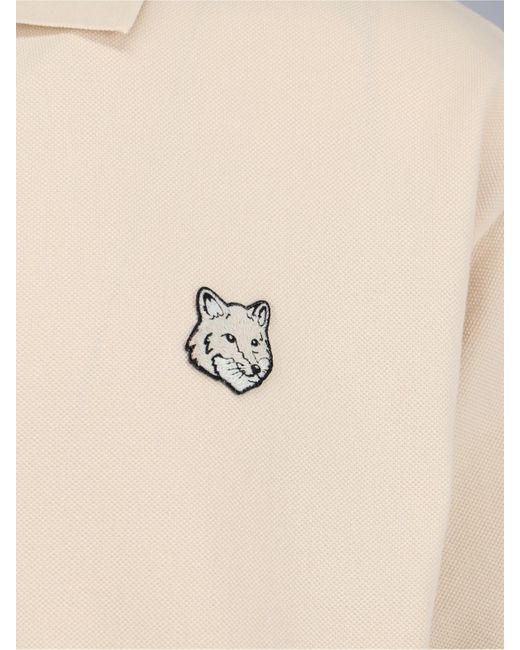 Maison Kitsuné Natural 'bold Fox Head Patch' Polo Shirt for men