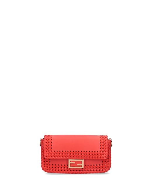 Fendi Red Braided Pattern 'baguette' Bag