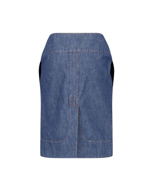 Fendi Blue Denim Midi Skirt
