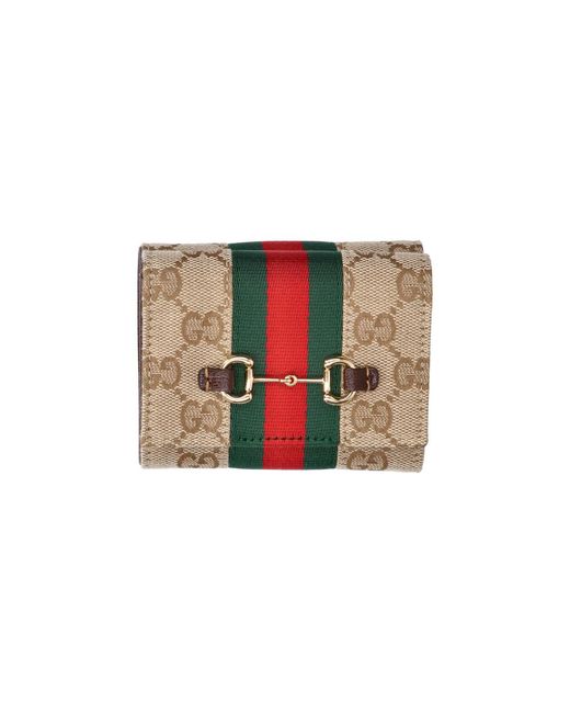 Gucci Black Tri-Fold Wallet "Horsebit Web"