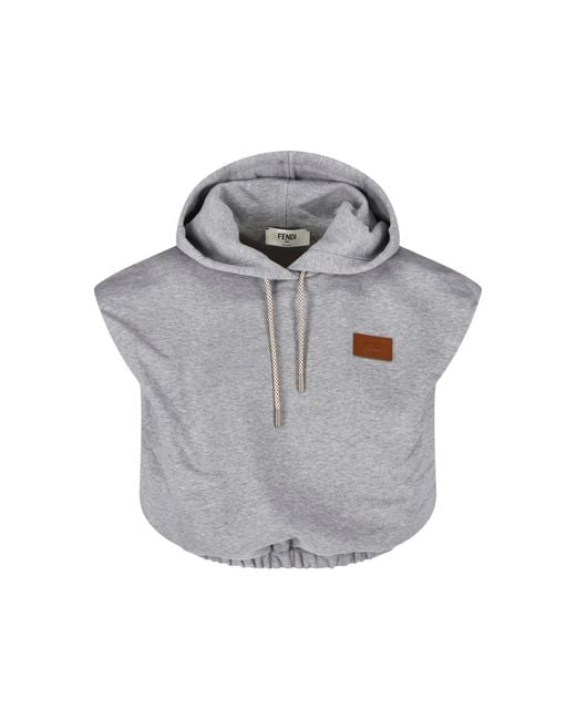 Fendi Gray Crop Sweatshirt