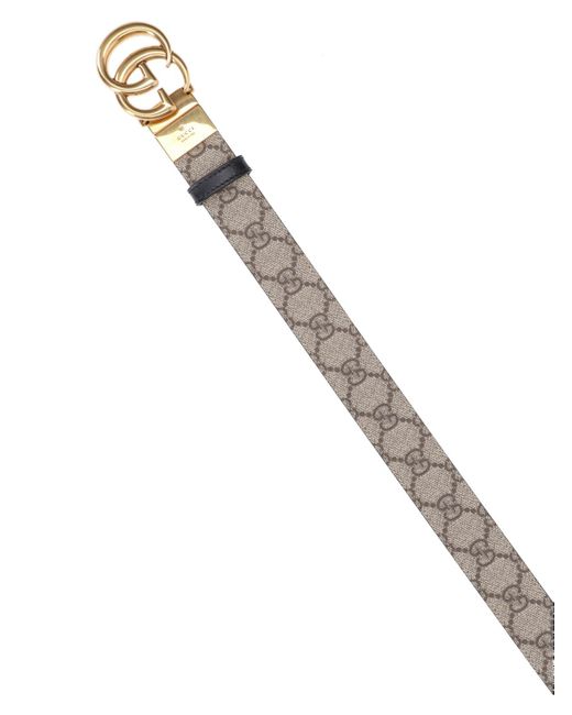 Gucci White 'Gg Marmont' Reversible Belt
