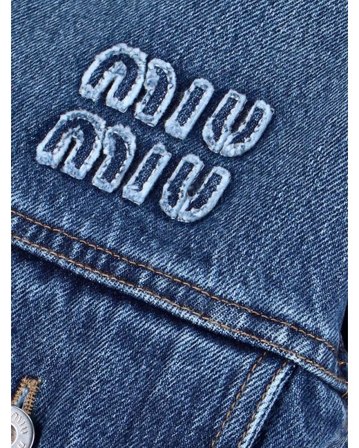 Miu Miu Blue Logo Crop Jacket
