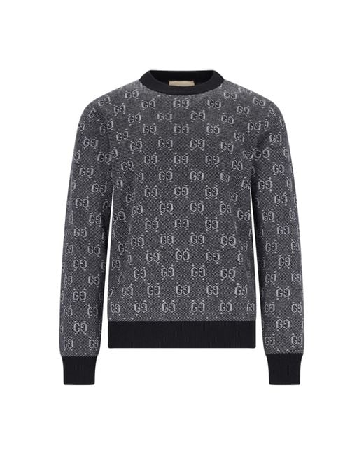 Gucci Gray 'Gg' Jacquard Sweater for men