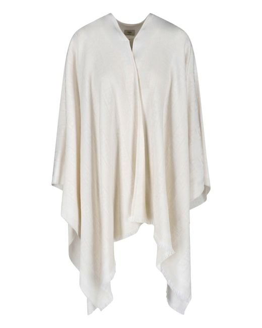 Fendi White Virgin Wool And Silk Poncho