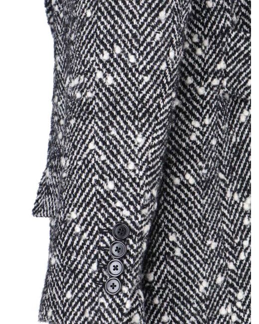 Dolce & Gabbana Gray Double-Breasted Virgin Wool Blend Coat for men