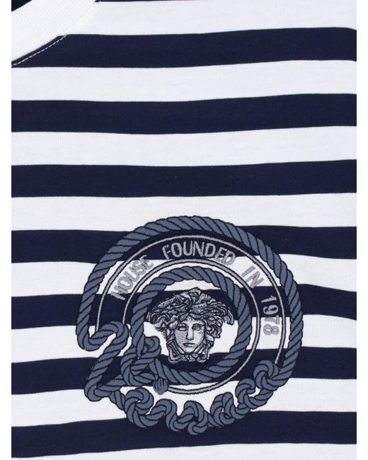 T-Shirt "Nautical Stripe" di Versace in Blue da Uomo