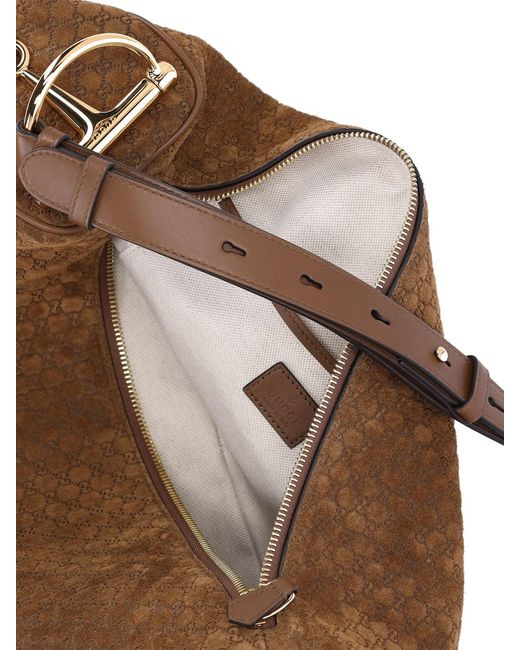 Gucci Brown "Half Horsebit" Large Shoulder Bag
