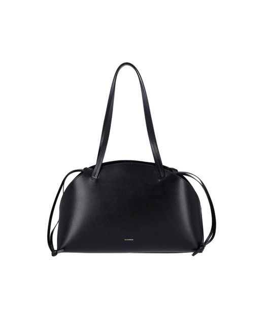 Borsa A Spalla Media "Curve Shoulder" di Jil Sander in Black