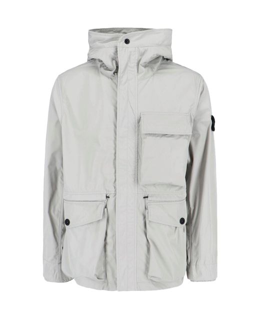 Stone Island Gray Micro Twill Parka for men