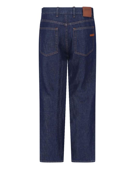 Zegna Blue Straight Jeans for men