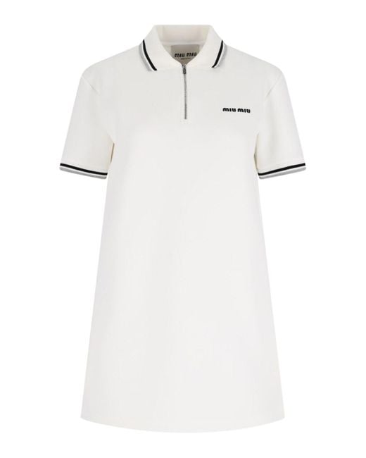 Miu Miu White Logo Mini Dress