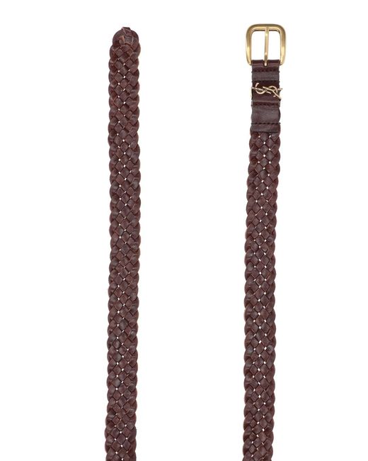 Saint Laurent Brown Woven Belt "Cassandre" for men