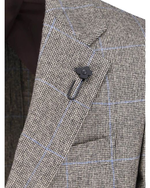 Lardini Gray Single-Breasted Wool Blazer for men