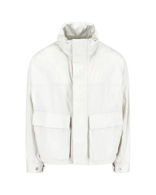 Lemaire White Short Ventile Cotton Parka Jacket for men