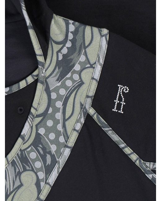 Kiko Kostadinov Black Gizi V-Neck Rhinestone Cotton Hoodie for men