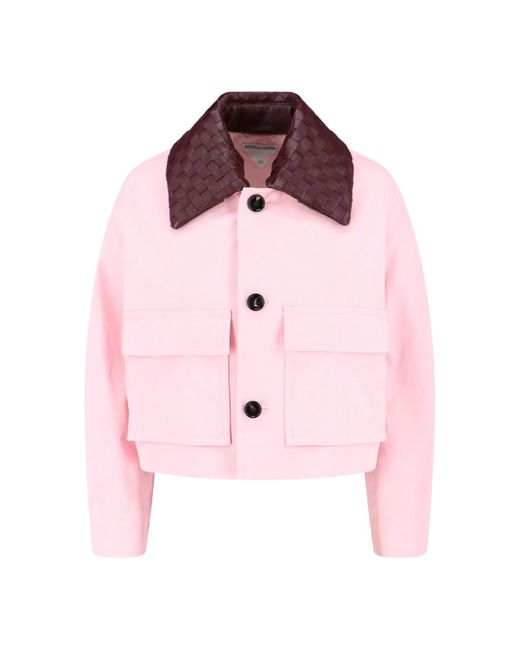 Bottega Veneta Pink Leather Collar Jacket