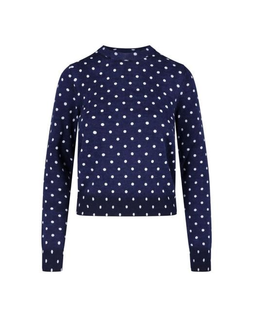 Comme des Garçons Blue Polka Dot Cropped Ribbed Sweater