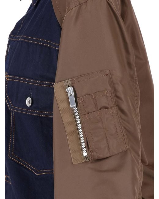 Sacai Blue Denim And Nylon Jacket