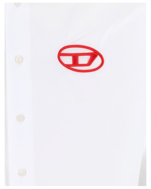 Camicia Logo "Oval-D" di DIESEL in White