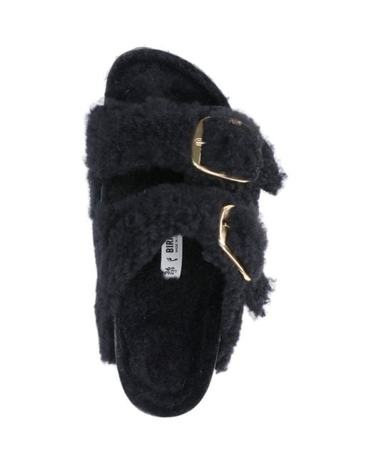 Birkenstock Black "arizona Big Buckle Shearling" Sandals