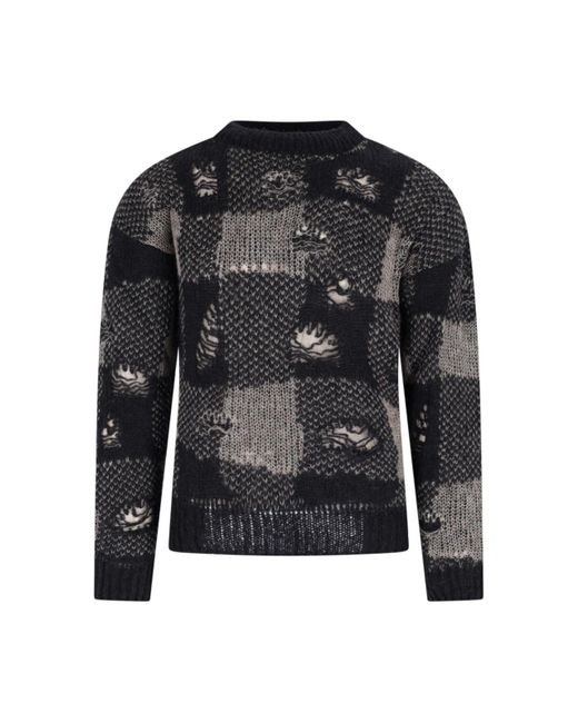 Our Legacy Black Patchwork Design Sweater With Round Neckline for men