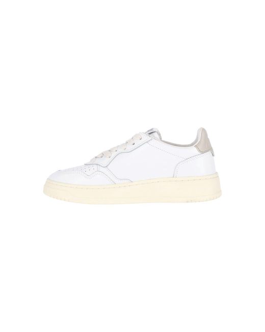 Autry White Medalist Leather Low-Top Sneakers