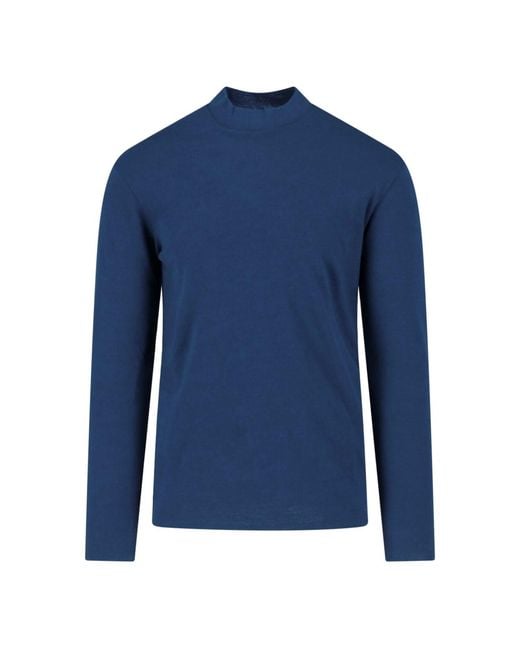 Jil Sander Blue Stand-Collar Wool-Blend Sweater for men