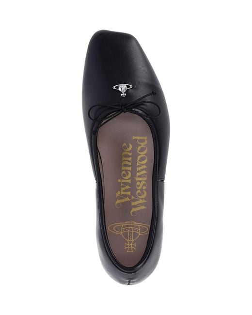 Vivienne Westwood Black Leather Flats With Rounded Toe