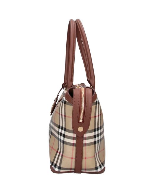 Burberry White Medium Tote Bag Check"