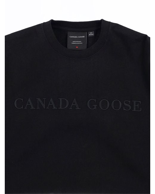 Canada Goose Black Short-Sleeve Embossed Cotton Logo T-Shirt for men