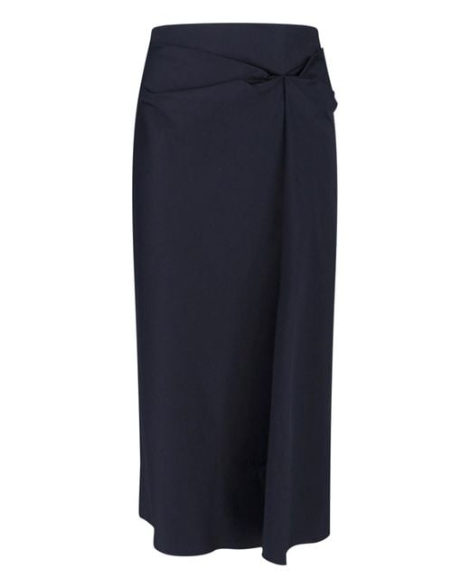 Max Mara Blue Cotton Satin Skirt