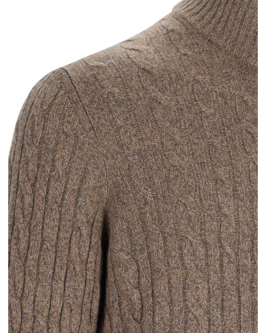 Loro Piana Brown Zip Sweater for men