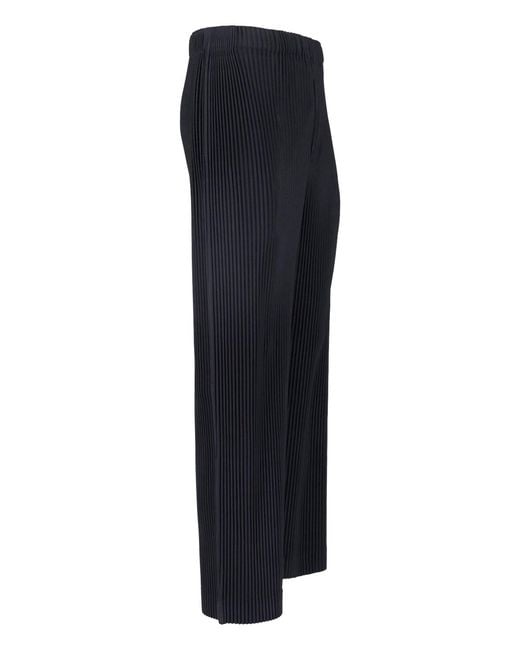 Homme Plissé Issey Miyake Blue Pleated Button Closure Straight-Leg Pants for men