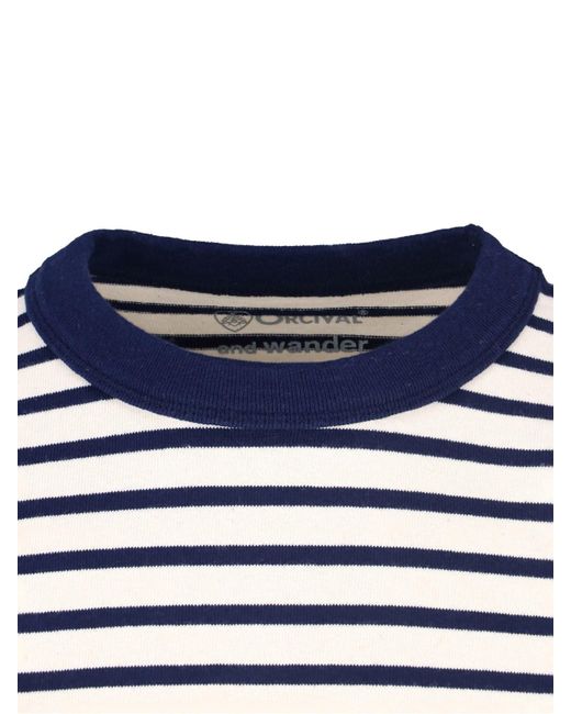X Orcival Maglietta A Righe "Hs" di And Wander in Blue da Uomo