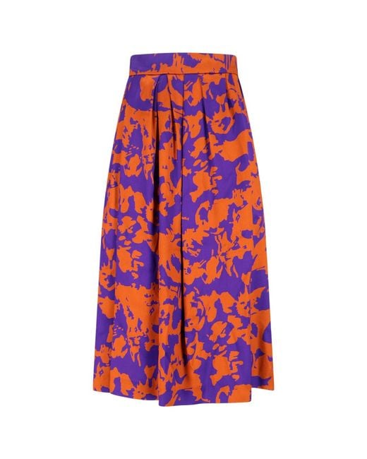 Dries Van Noten Red Flowing Skirt With Smooth Texture