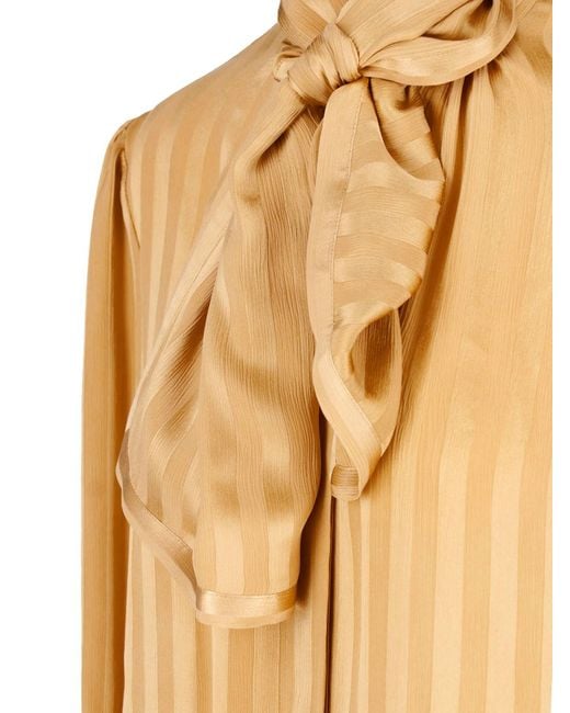 Saint Laurent Natural Lavalier Silk Shirt