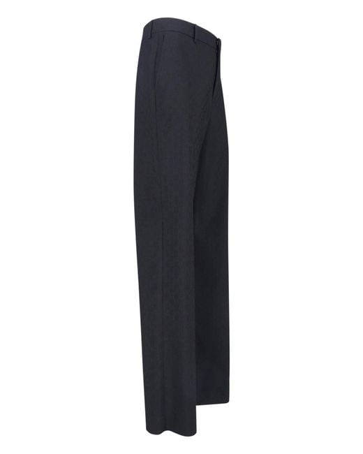 Gucci Blue Wool Pants "Gg" for men