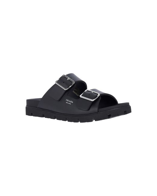 Prada Blue Buckle Sandals for men