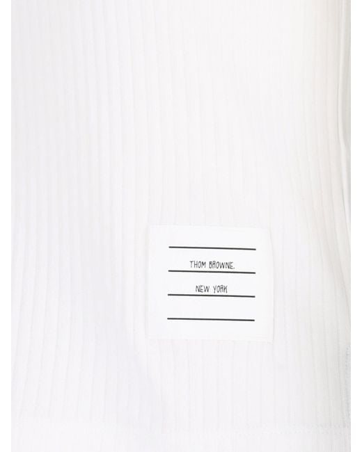 Thom Browne White Three Stripes" Knit Polo